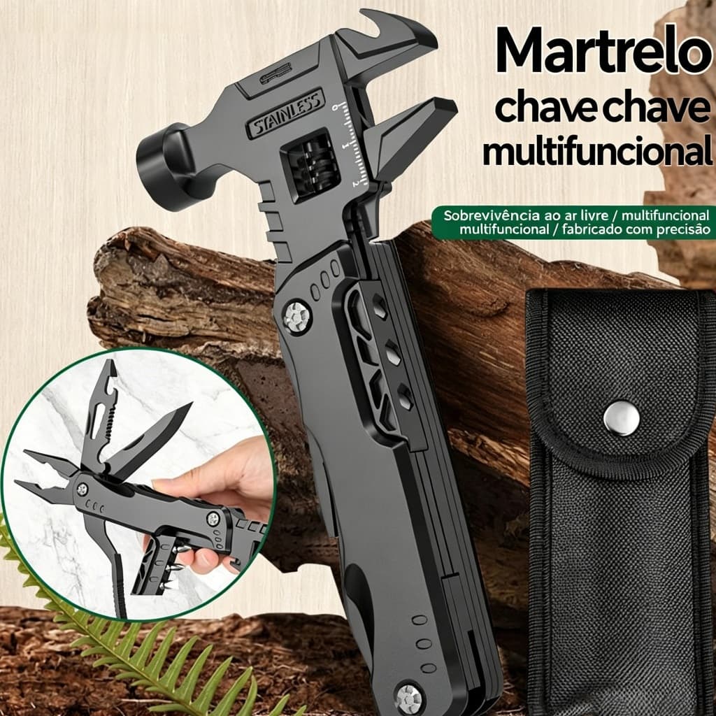 Martelo Portátil Multifuncional Garra Ao Ar Livre Camping Adventure Survival Kit Com Bolsa de Nylon