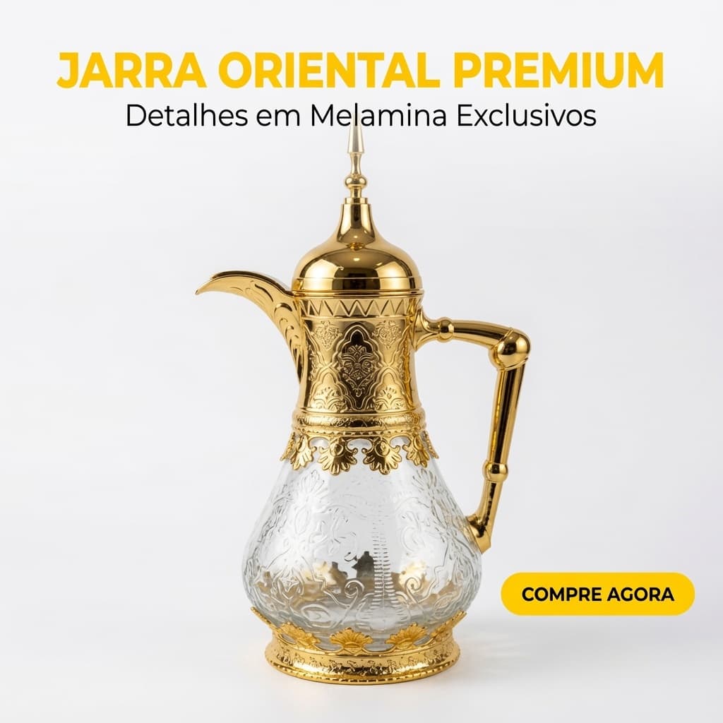 Jarra de Vidro 1L Estilo Oriental Islâmico Incrível Decoração Premium Elegante Decoração Luxuosa