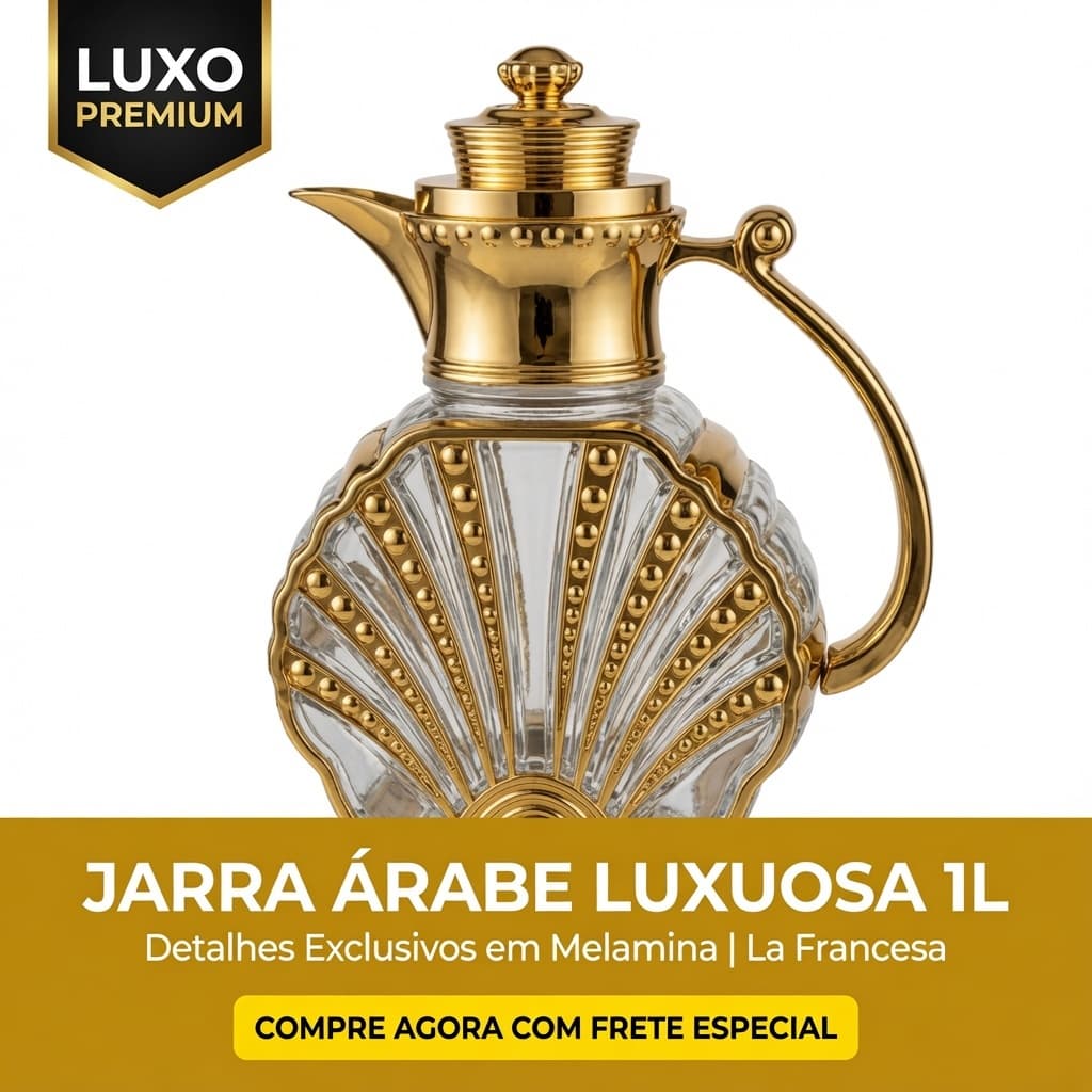 Jarra de Vidro Luxuosa 1L Árabe Clássica La Francesa Vintage Glamour Linda Mesa Posta Sofisticada