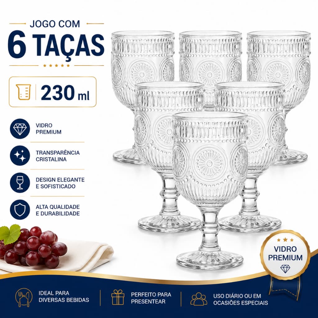Jogo Taças Vidro Diamond Bico Jaca Abacaxi Conjunto Taça Para Água Vinho Tinto Suco Diamante