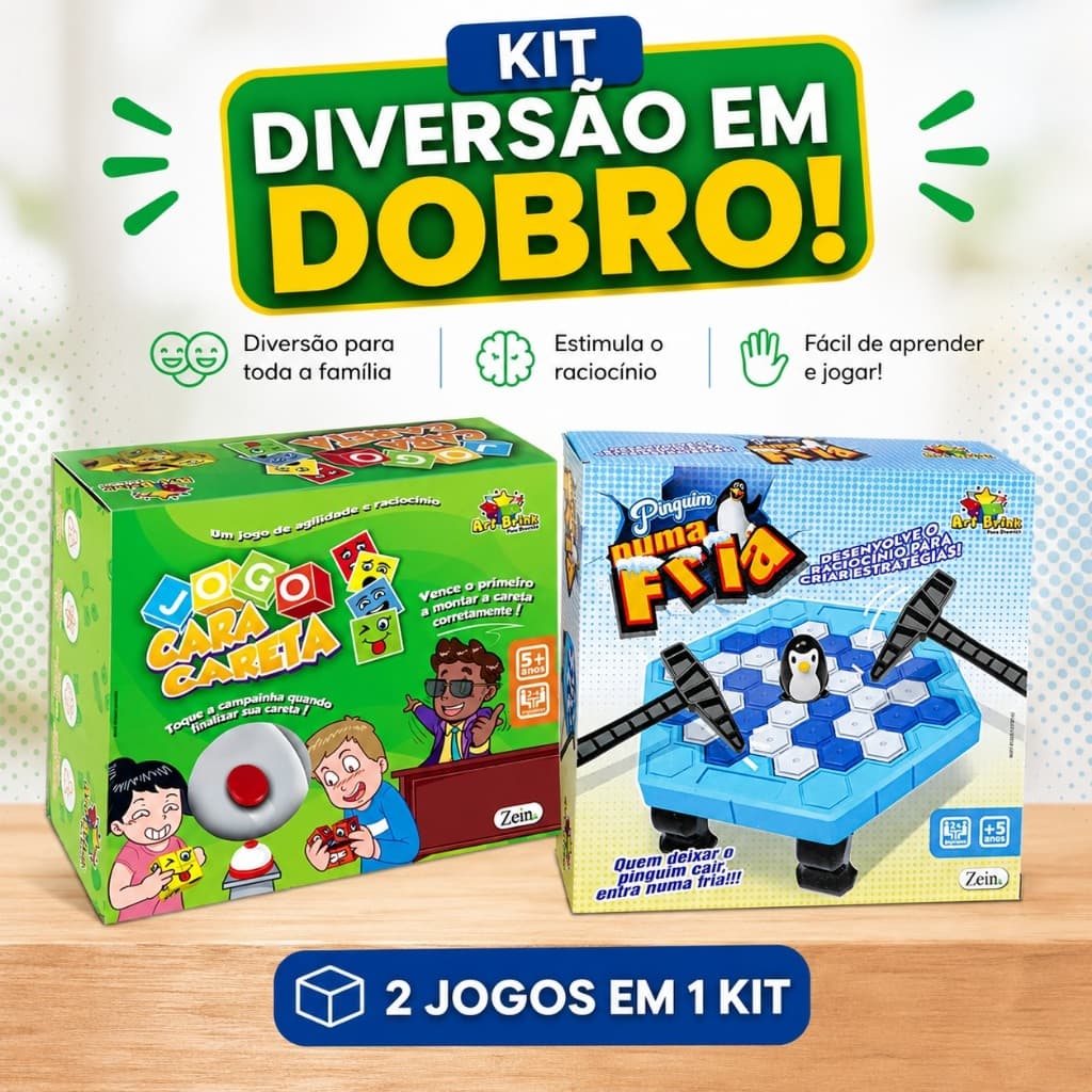 Kit de Jogos 2 em 1, Jogo das Faces + Quebra Gelo Pinguim -  Diversão em Dobro, Desenvolvimento e Emoções