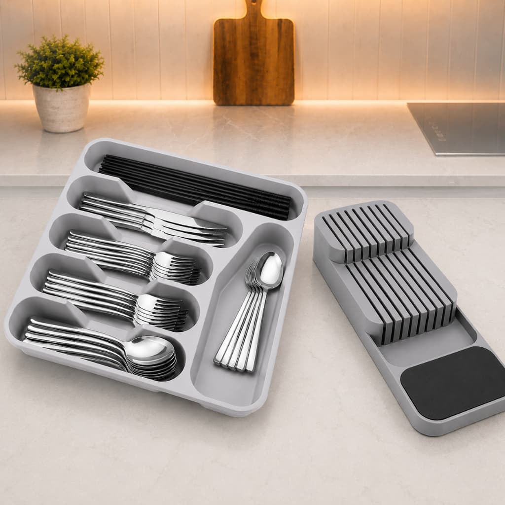 Kit Organizador de Talheres e Organizador de Facas para Gaveta Cozinha Organizada Completa