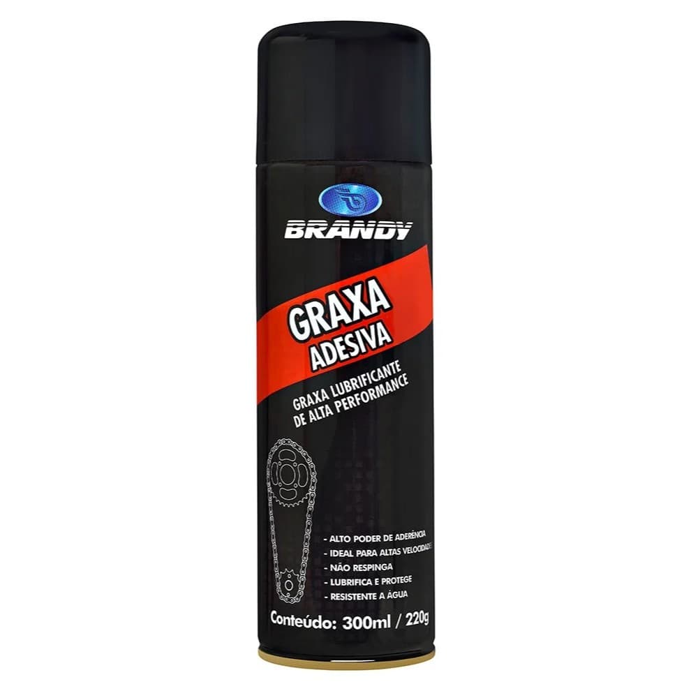 SPRAY GRAXA ADESIVA PREMIUN SINTETICA MOTO BICICLETA CARRO - 300ML / 220G . BRANDY