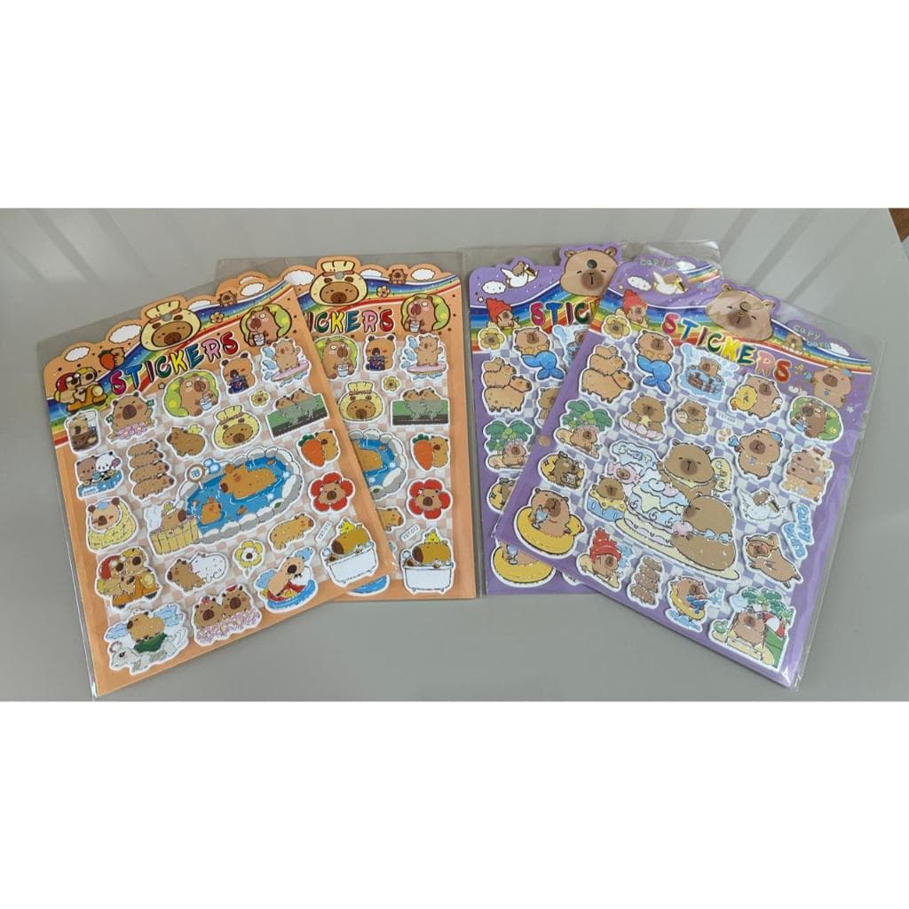 Cartela de Adesivos Capivara Fofa 3D Alto Relevo – Stickers Puffy Premium