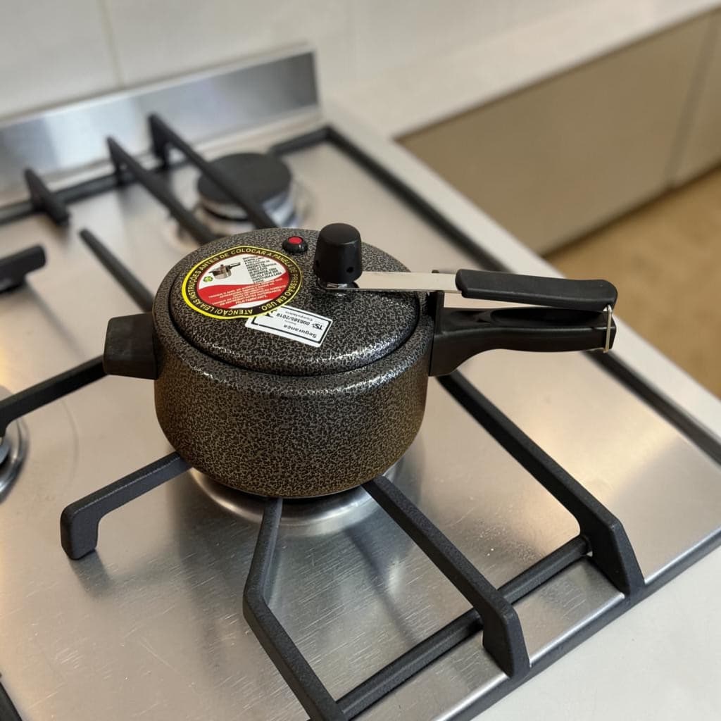 Panela pressão 2.0 litros craqueada e polida alumínio de excelente qualidade.