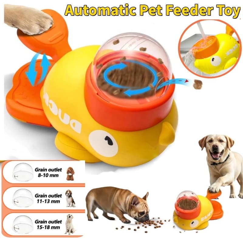Brinquedo Alimentador Interativo em Forma de Pato para Cães e Gatos, Distribuidor de Ração com Estimulação Mental