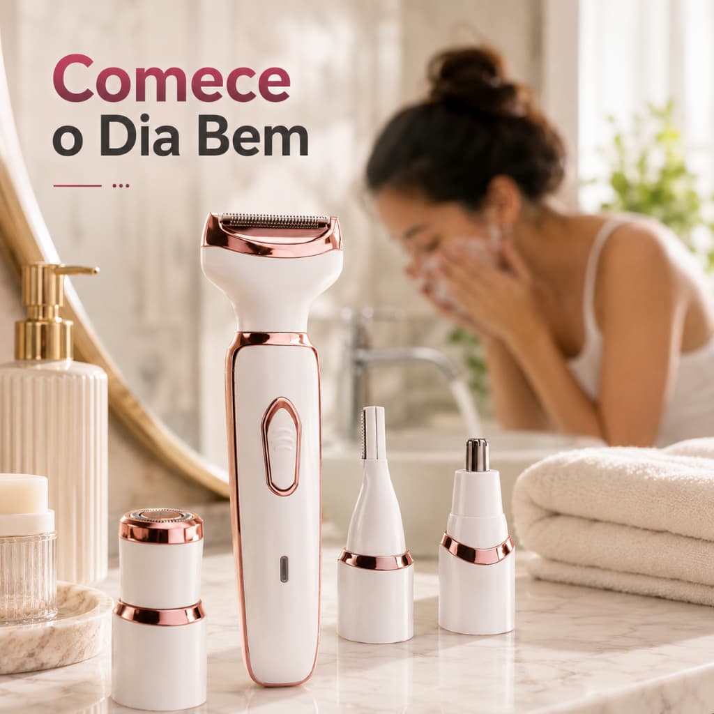 Aparador 4 em 1 Feminino Removedor de Pelos Recarregável USB Para Rosto Nariz Axilas Sobrancelha