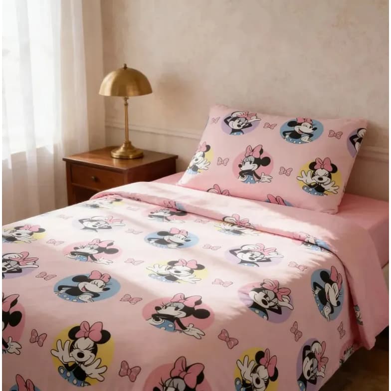 Jogo De Cama Solteiro 300 Fios Toque De Seda Disney Minnie
