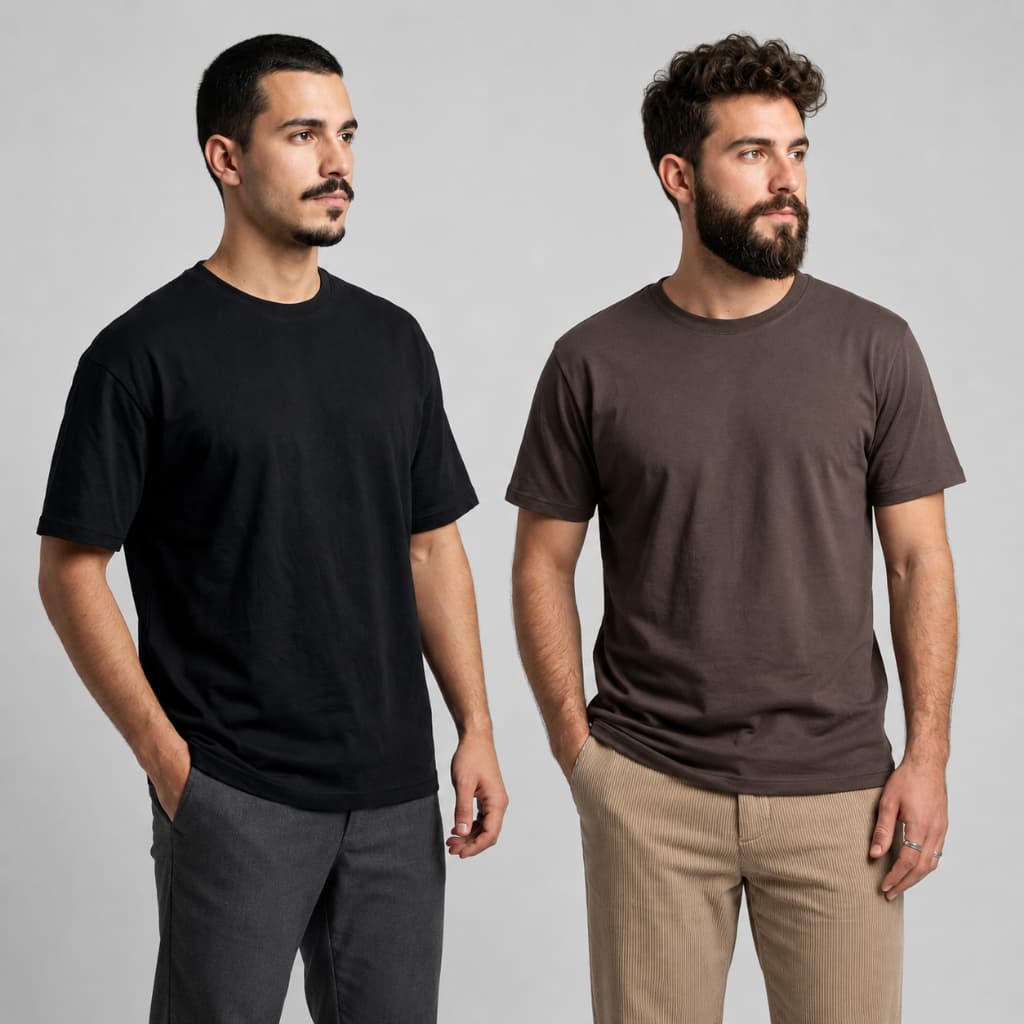 Kit 2 Camisetas Masculinas Lisa Básica Manga Curta Confortável Casual Slim 100% Algodão