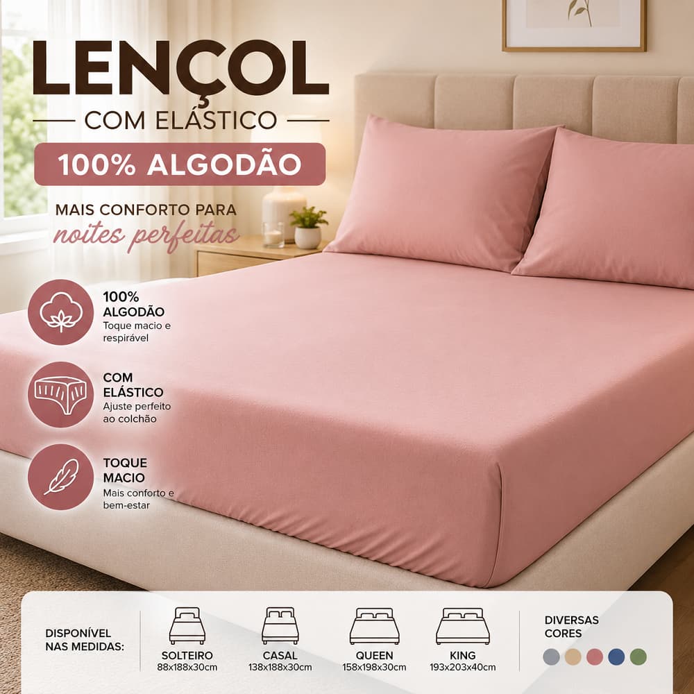 Jogo de Lençol 100% Algodão La Dotta Completo Alta Qualidade Cama Solteiro, Casal, Queen e King Size
