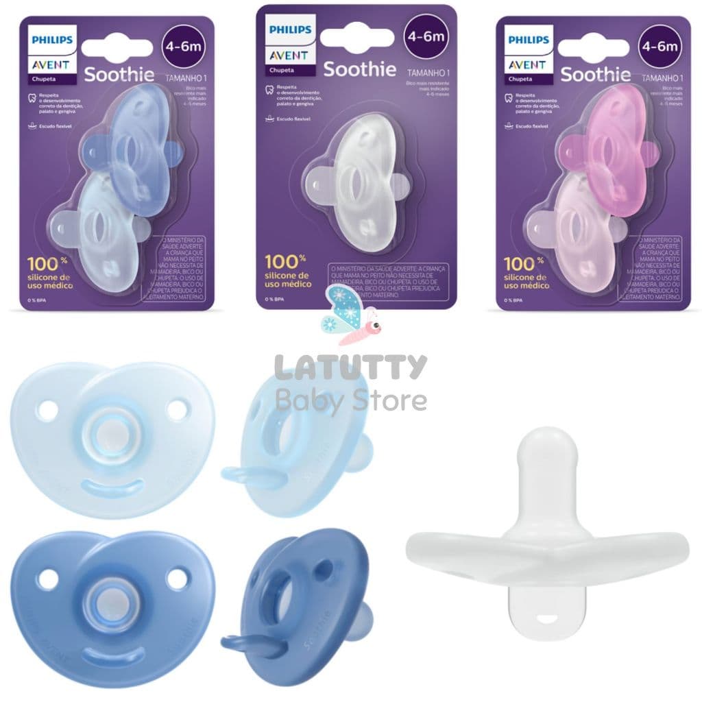 Chupeta Avent Silicone Soothie Bico Estimula Sucção Chupeta 100% Silicone Avent Original