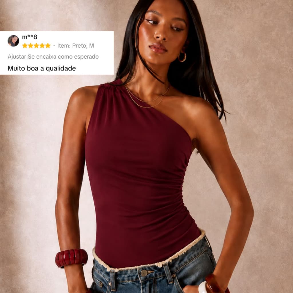 Body Feminino Mula Manca em Suplex Premium Um Ombro Só Forrado