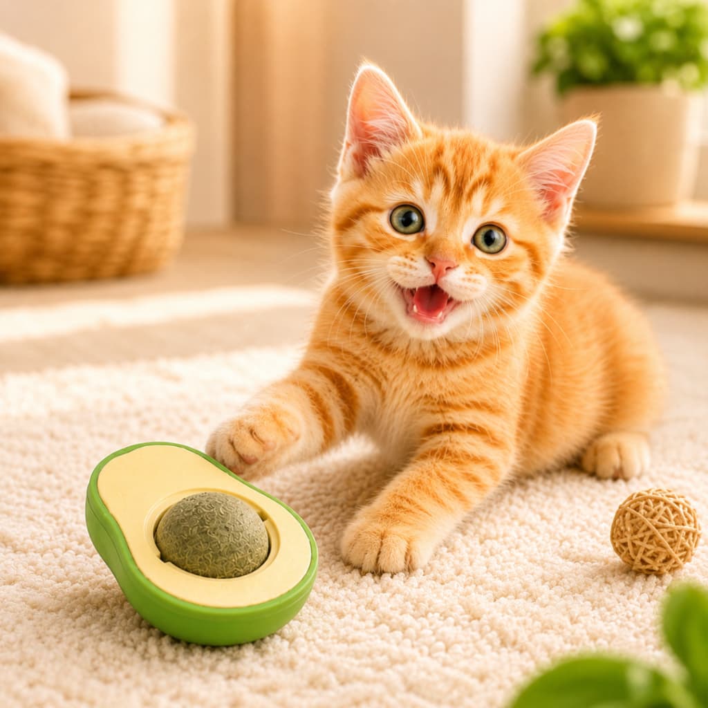 Brinquedo Abacate Catnip Erva Gatos Natural Bola Interativa Anti Estresse 1/2/3/6