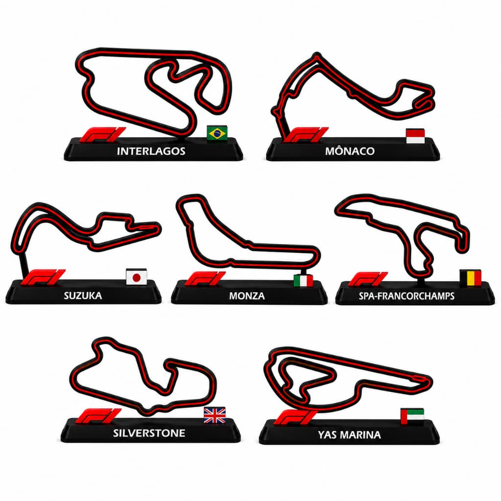 Circuito Fórmula 1 Pista F1 Miniatura Decorativa Interlagos, Mônaco, Monza, Presente Homem, Automobilismo, 3D