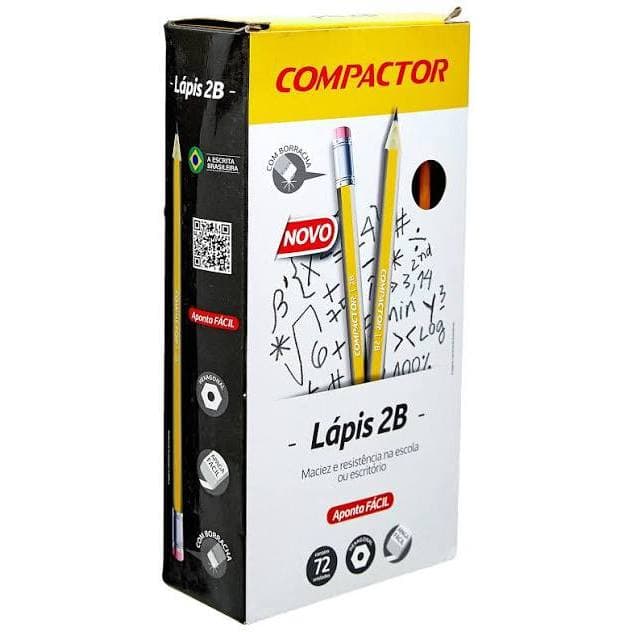 Lapis preto sextavado 2B compactor com borracha