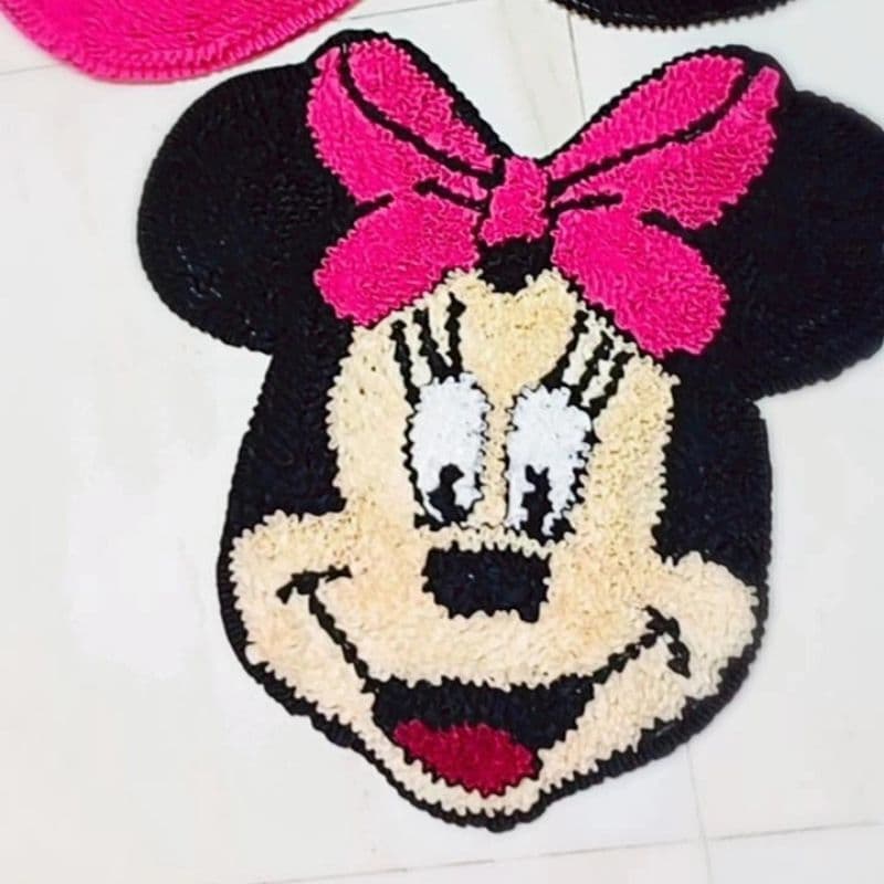Tapete de Banheiro Minnie pink Jogo 3 peças Tapetes de Frufru Decoração com Antiderrapante