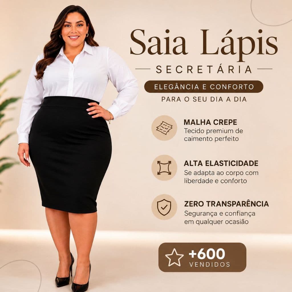 SAIA LAPIS MID SOCIAL EVANGELICA CINTURA ALTA EXECUTIVA CULTO  FARDAMENTTRABALHO ESTICA BEM CONFORTAVEL NAO TRANSPARENTE