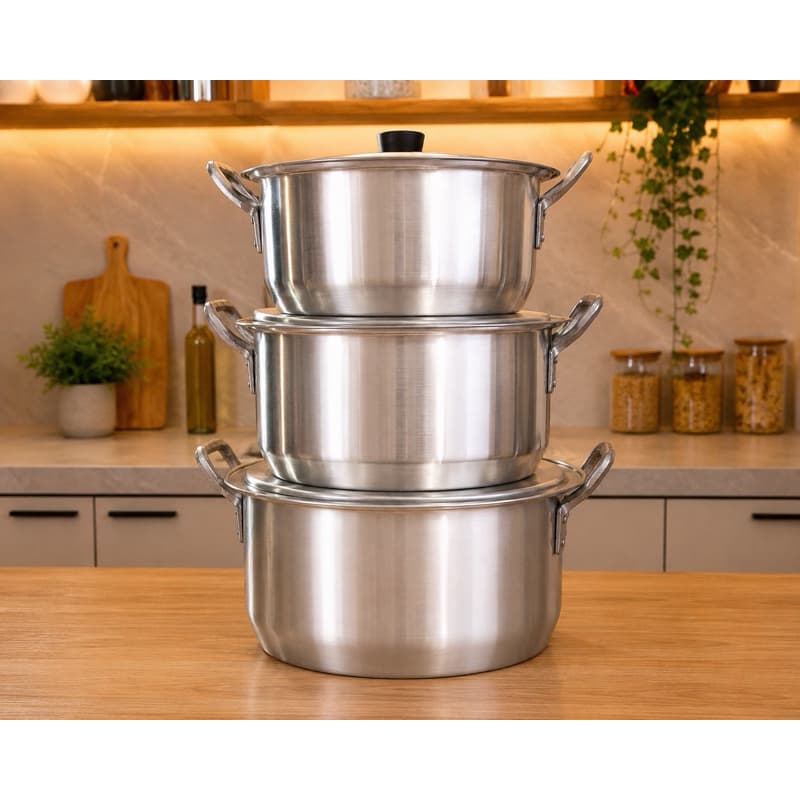 🍲 JOGO DE CAÇAROLAS DE ALUMÍNIO – 7L, 10L E 13L 🍲