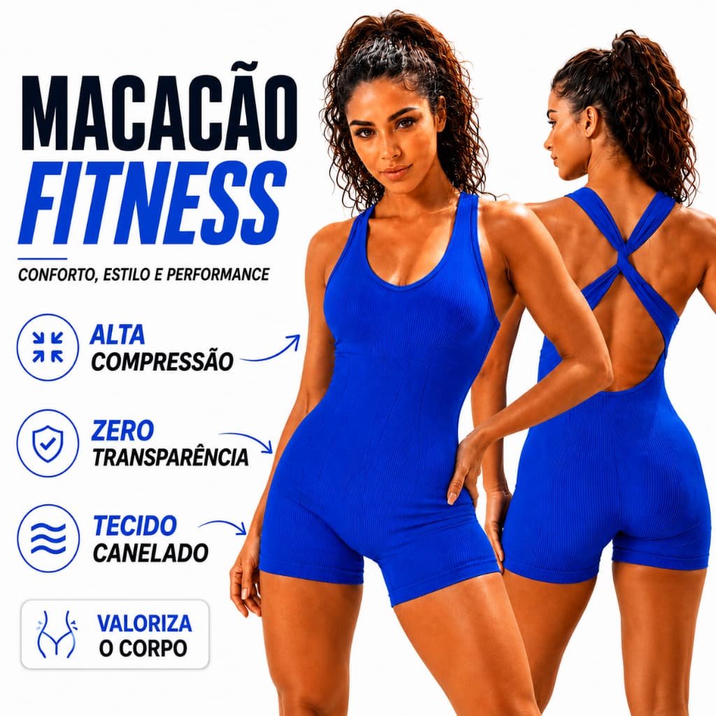 Macaquinho Feminino Fitness Academia Corrida Modelador Zero Transparência Compressão Poliamida