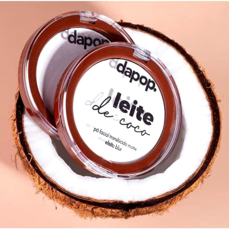 Pó Compacto Translúcido Leite de Coco Dapop - Acabamento Matte e Toque Aveludado
