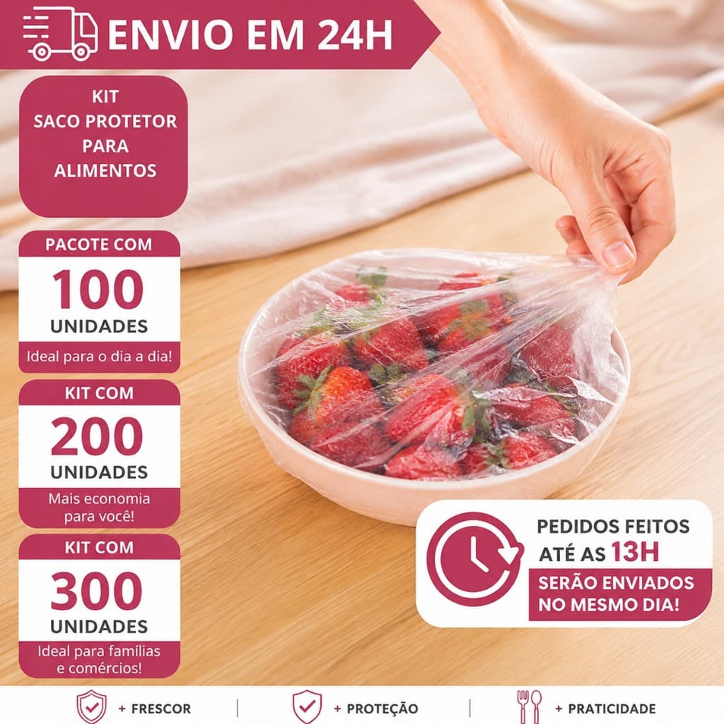 Tampa Elástica Capa De Filme Protetora Saco Plástico Multiuso Para Alimentos Descartável