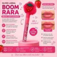 Gloss Labial Boom Rara com Glitter e Pompom ✨