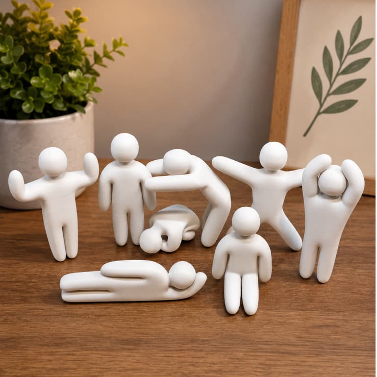 Conjunto de Bonecos Decorativos Abstratos para Decoração – 6 Peças