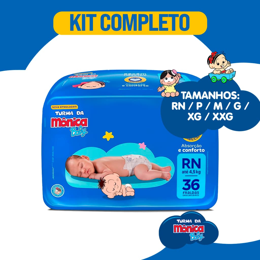 Fralda Descartável Turma da Mônica Extra Seco | P, M, G ou XG | Promoção