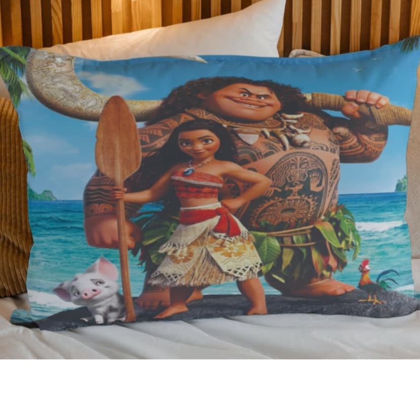 Fronha Estampada 50x70cm Micropercal | Capa de Travesseiro Infantil Moana Macia com Zíper Quarto Presente