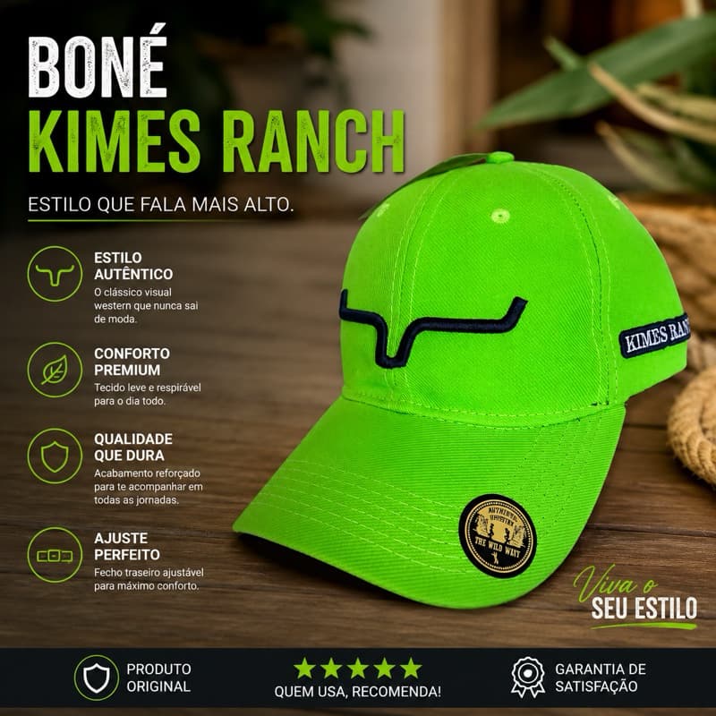 Boné masculino country premium kimes ranch Texas agro bordado aba curva e regulagem boné original cautry