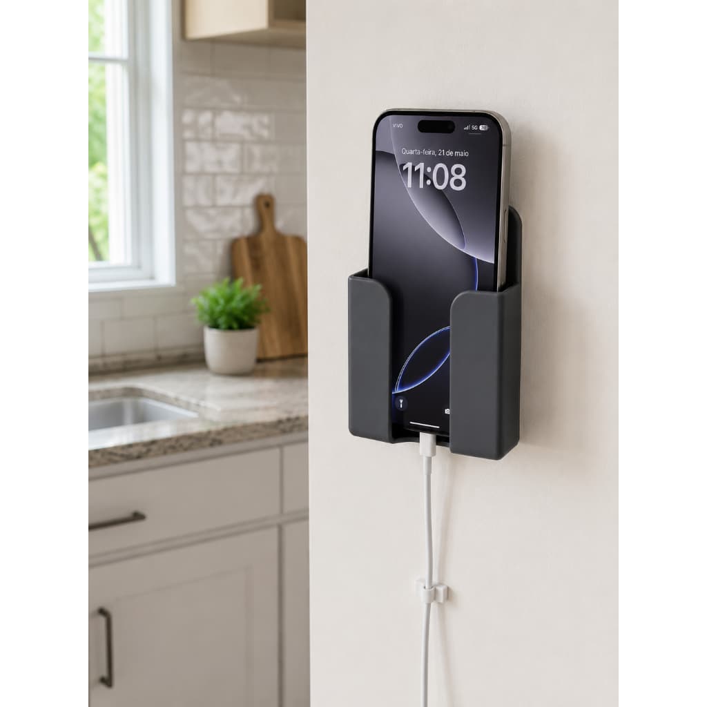 Suporte de Parede para Celular Universal | Multiuso e Prático Autoadesivo