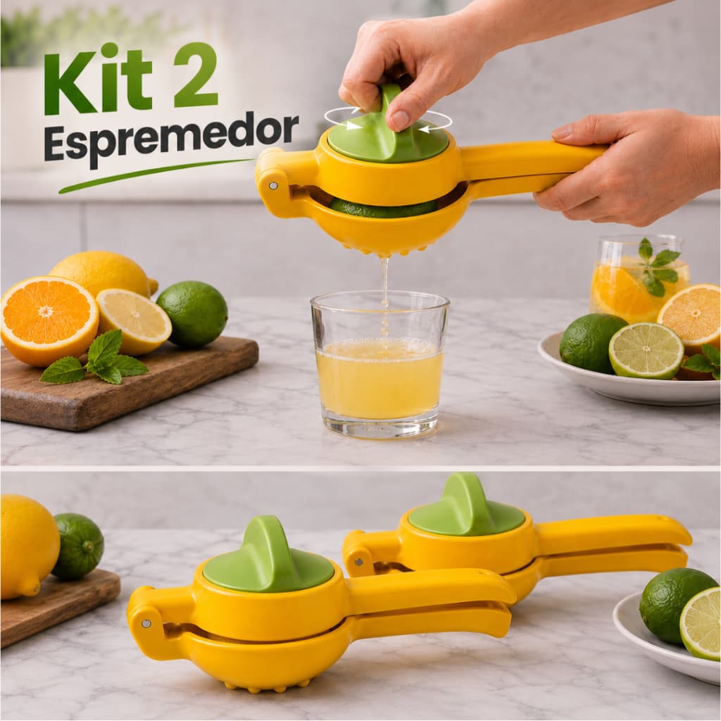 Kit 2 Espremedor Manual De Frutas 2 Em 1 para Laranja e Limão – Plástico Resistente e Fácil de Usar