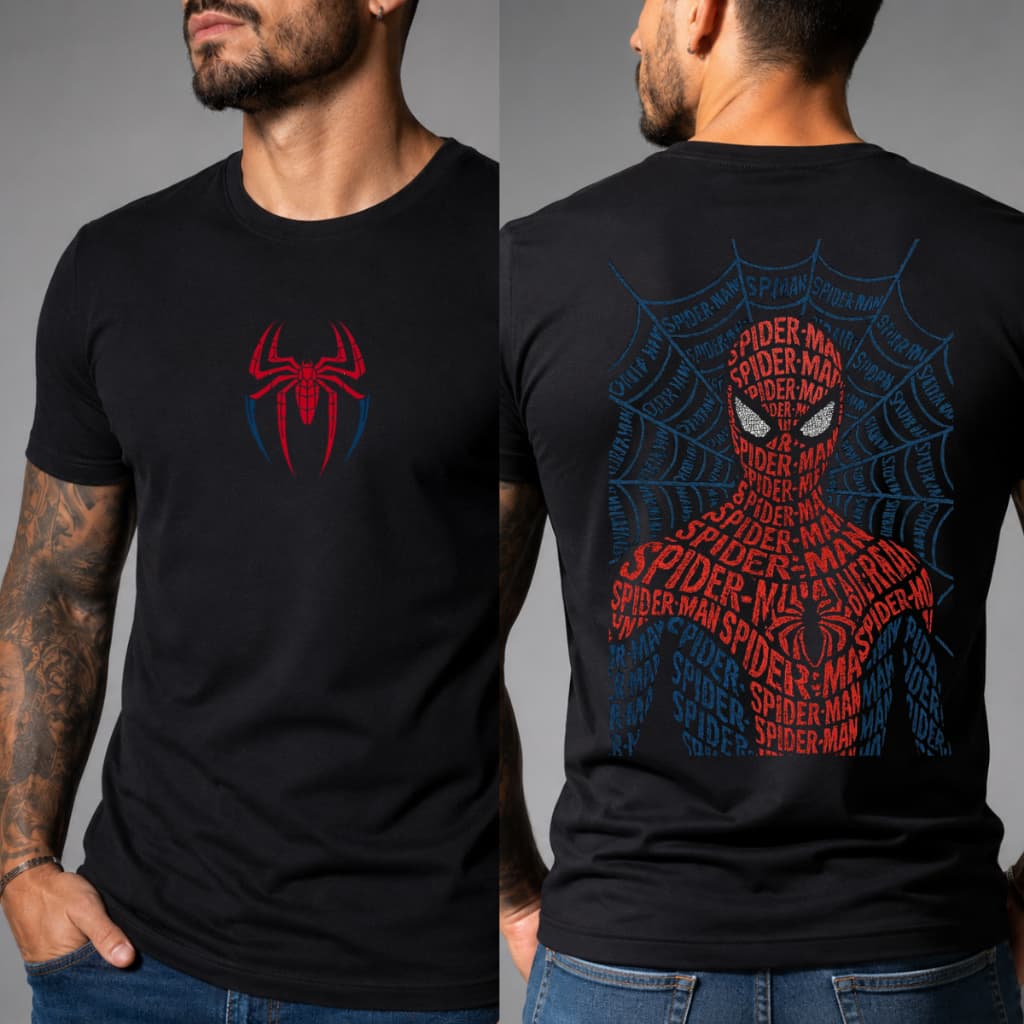 Camiseta Spider Man Masculina Estampada Premium Camisa Homem Aranha Costas Algodão P ao GG