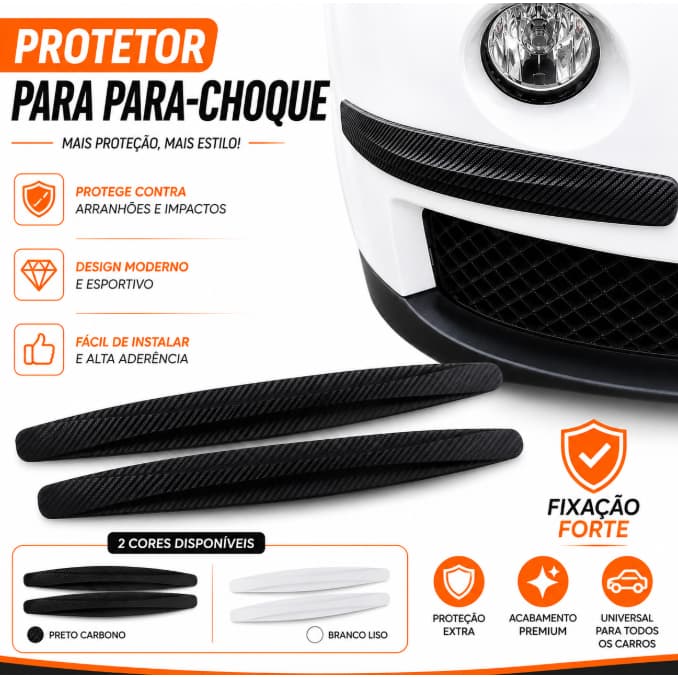 Kit Protetores Para-Choque Universal Automotivo Emborrachado