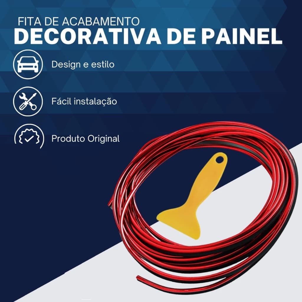 Fita Friso (com 5 M) -VERMELHO Painel Acabamento Interno Decorativo Flexível Aplique