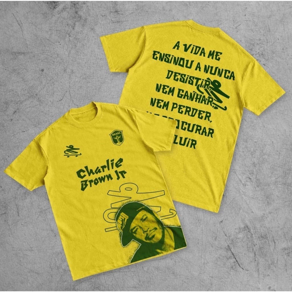 Camiseta Chrlie Brwn Jr Algodão Casual Estilo Rock Nacional Premium Unissex Chorão