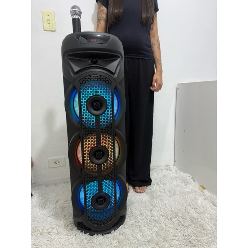 Caixa de som gigante de rodinha 1 metro 7000w com microfone sem fio