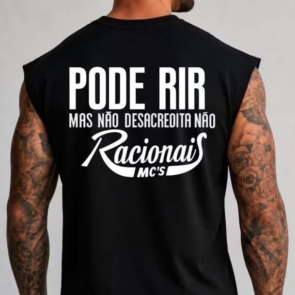 Camiseta Regata Oversized Estampada RACIONAIS Masculina Estilo Streetwear Academia Treino Fitness Casual Verão