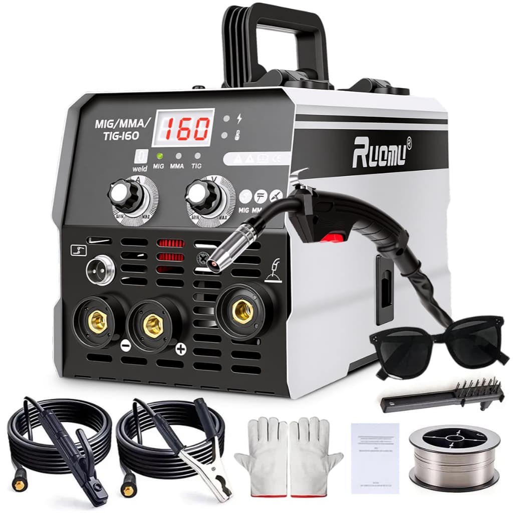 Máquina de Solda Mig Inversora 220V Sem Gás 160a 3 Em 1 Tig Mma Com Acessórios