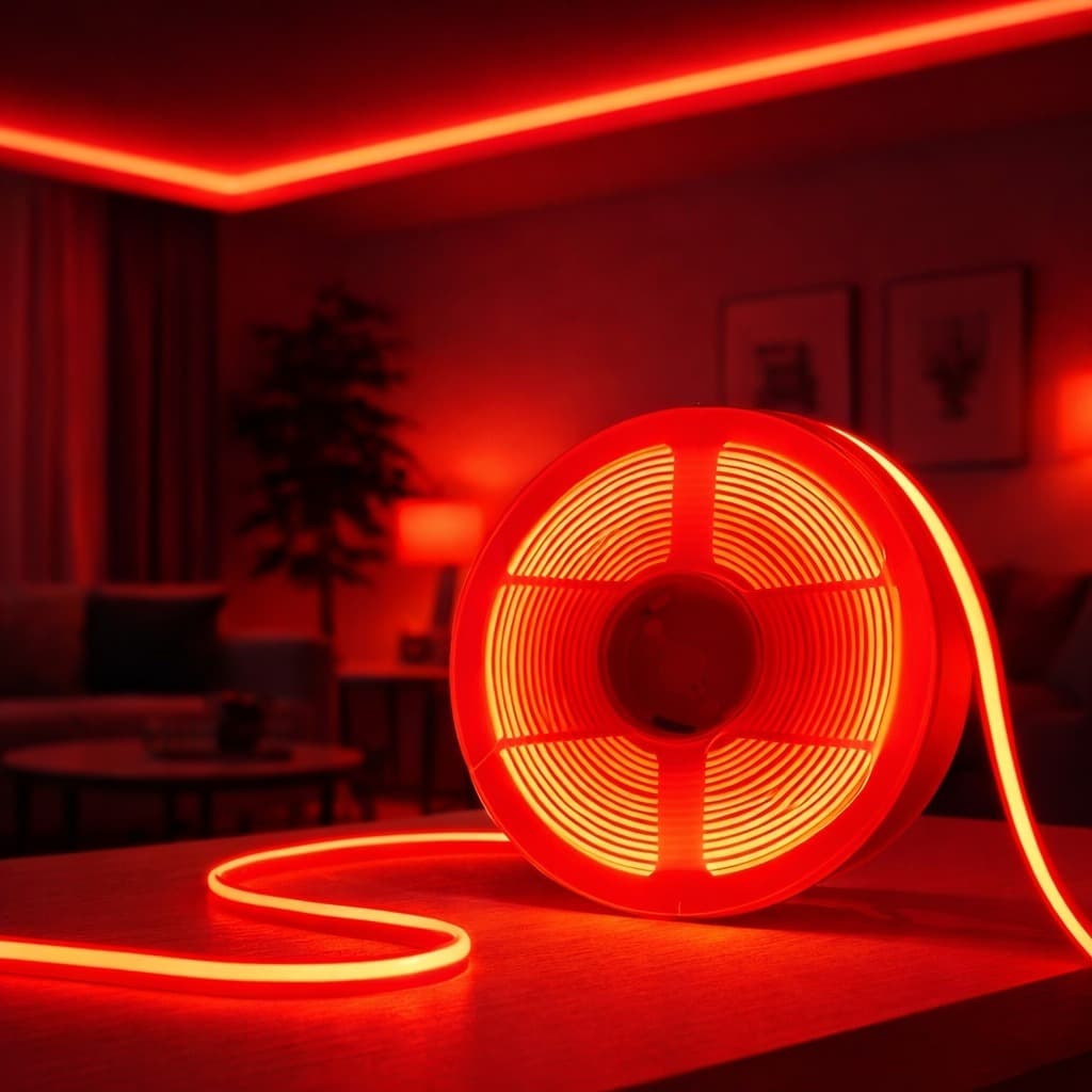 Fita LED COB Vermelho Direto na energia 10W IP20 110V Rolo 10 Metros 750 Lumens HZS COD:FN-994-R