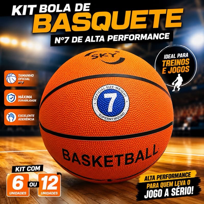 🏀 Kit Bola de Basquete Nº 7 de Alta Performance – Kit com 5-10 ou 20 Unidades
