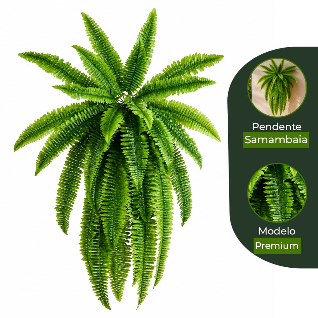 3 Pendetes Samambaia de Folhagem Artificial 92cm Planta para Parede/Vaso De Decoração Pendurada Verde Decoração