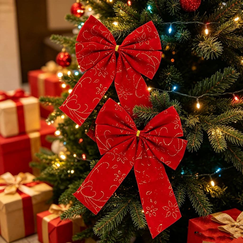 2/4/6 peças Laço De Enfeite  20X15CM De Árvore De Natal Para Decoração De Festa De Natal