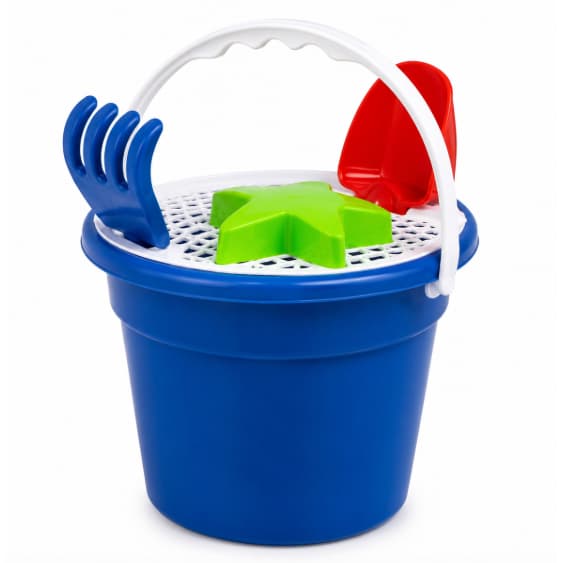 Baldinho de Praia Infantil Kit com Acessórios Pá Rastelo Forminhas Brinquedo de Areia Cor Sortida