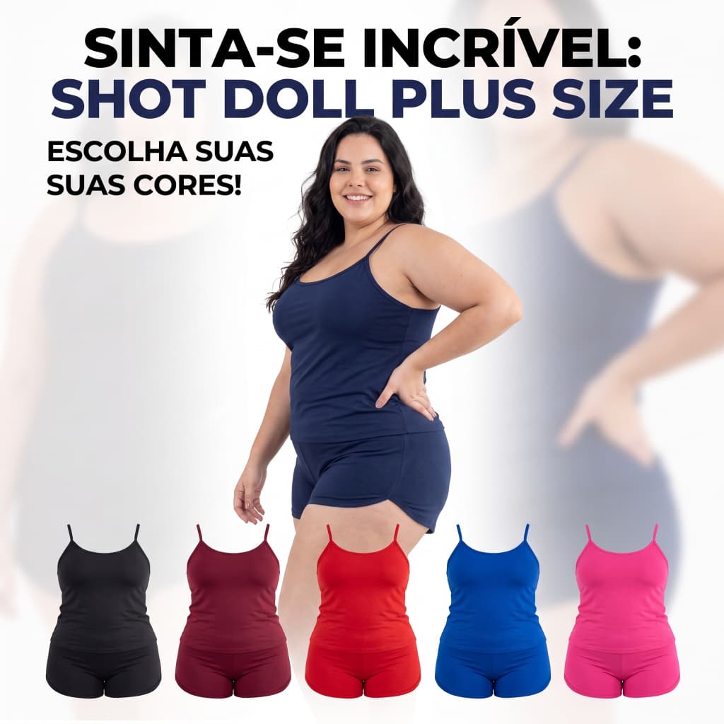 Shortdoll plus size Super Fresquinho pijama Moda Feminina Baby Doll Liso