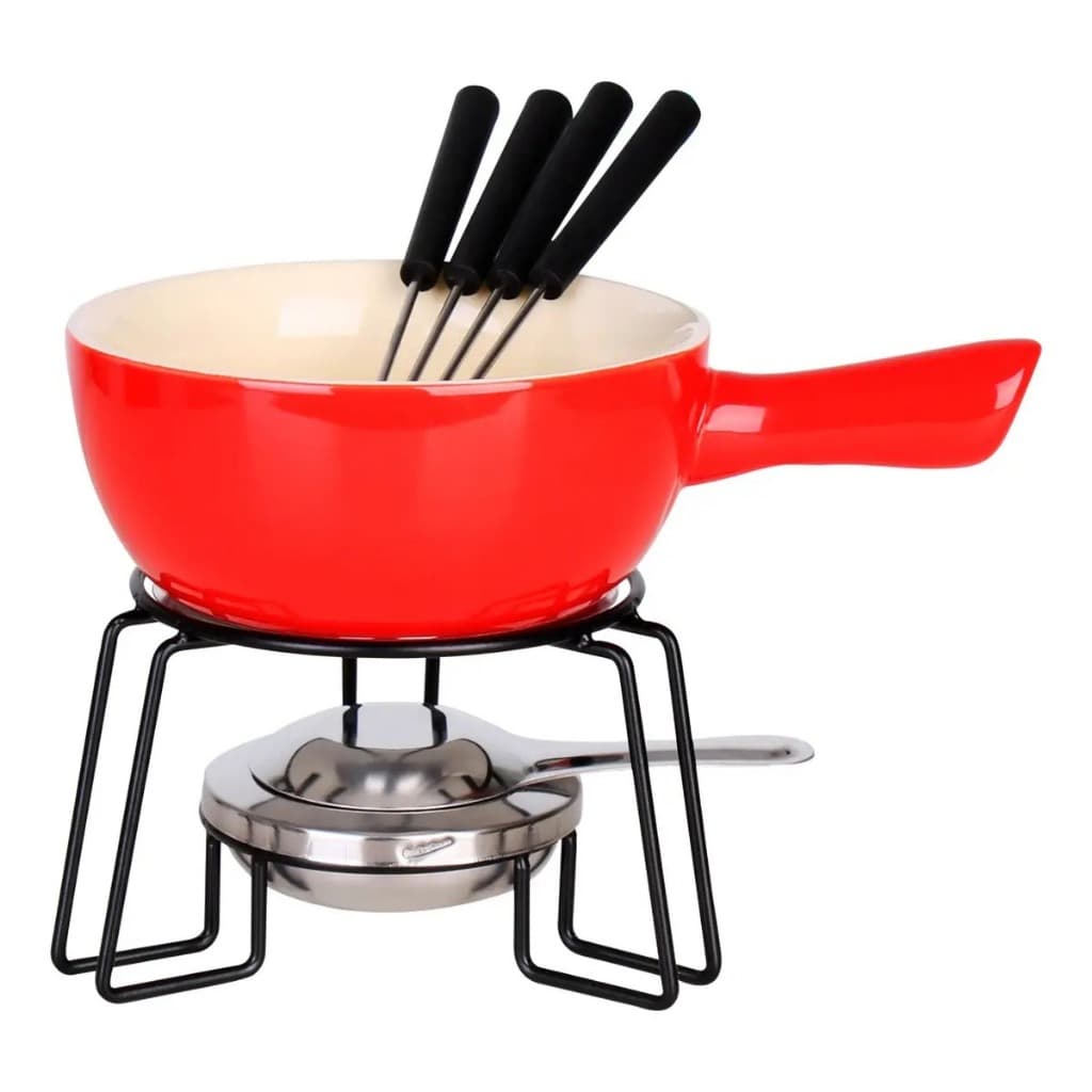 Kit Fondue de Cerâmica 8 Peças 700ml Aparelho para Chocolate e Queijo Panela de Fondue