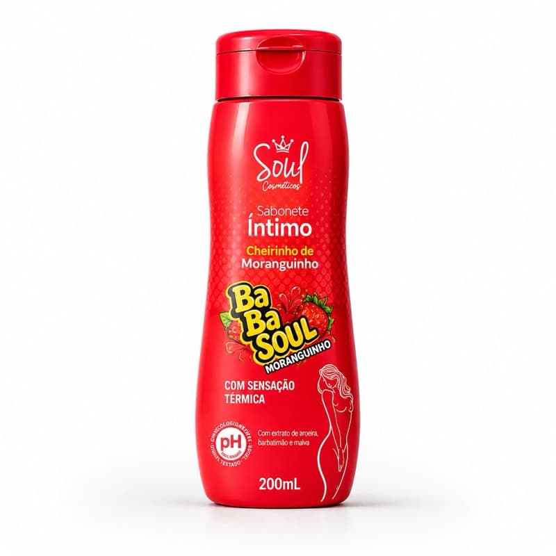 Sabonete Íntimo Babasoul Feminino pH Balanceado Higiene Íntima Limpeza Suave Frescor Diário 200ml