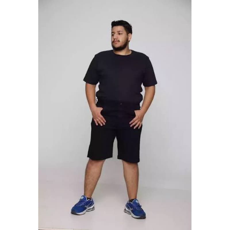 Bermuda Jeans Preta Com Lyra Plus Size Conforto/Estilo