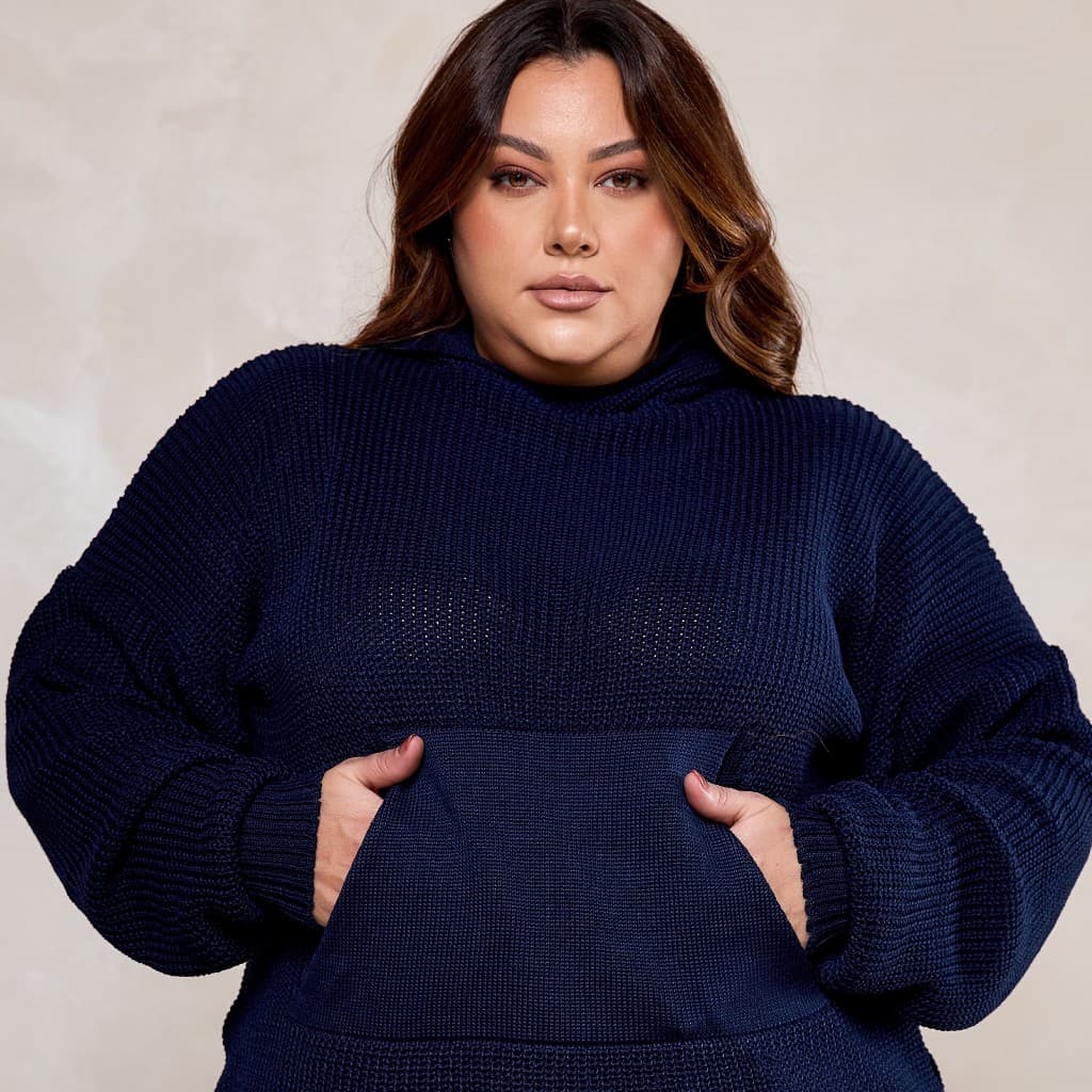 Blusa Plus SIze Feminina com Touca e Bolso Tamanho 48 ao 54 Elegante Versátil Estilosa Feminino