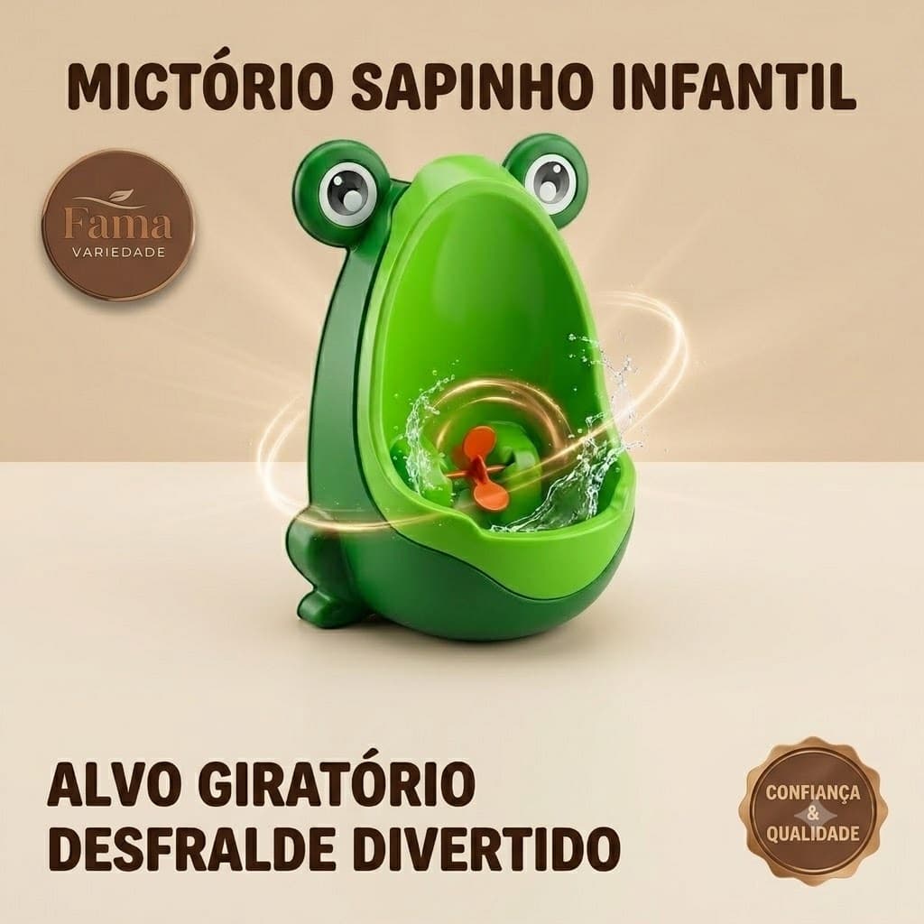 Mictório Sapinho Infantil Troninho Menino Alvo Giratório Lúdico Desfralde Verde